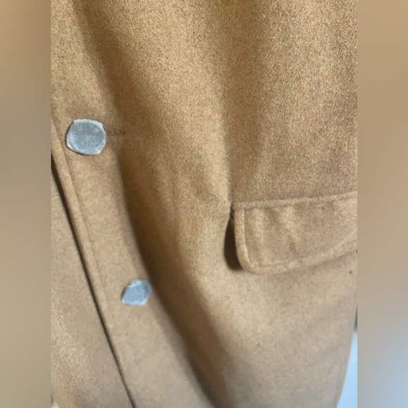 TALL SINGLE BREASTED WOOL LOOK OVERCOAT IN CAMEL - Picture 8 of 10